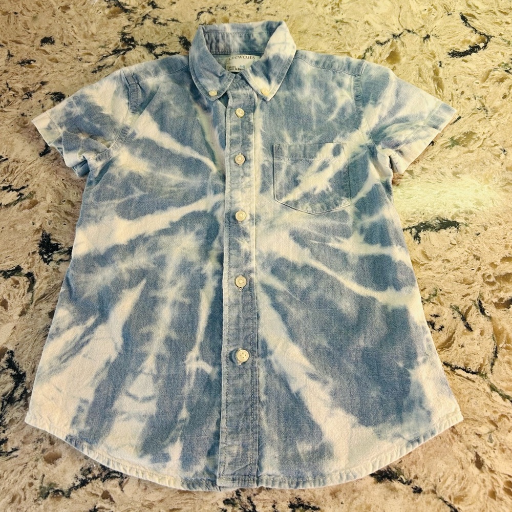 J. Crew Crewcuts Blue and White Tie Dye Button Down Shirt